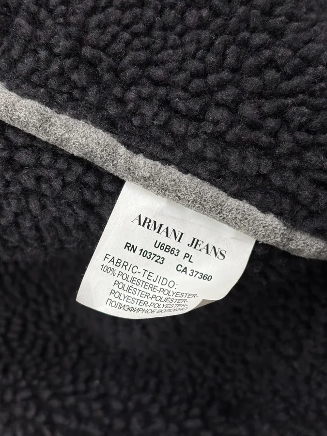 2000s Armani Grey Eroded Fleece-Lined Jacket - Image 12