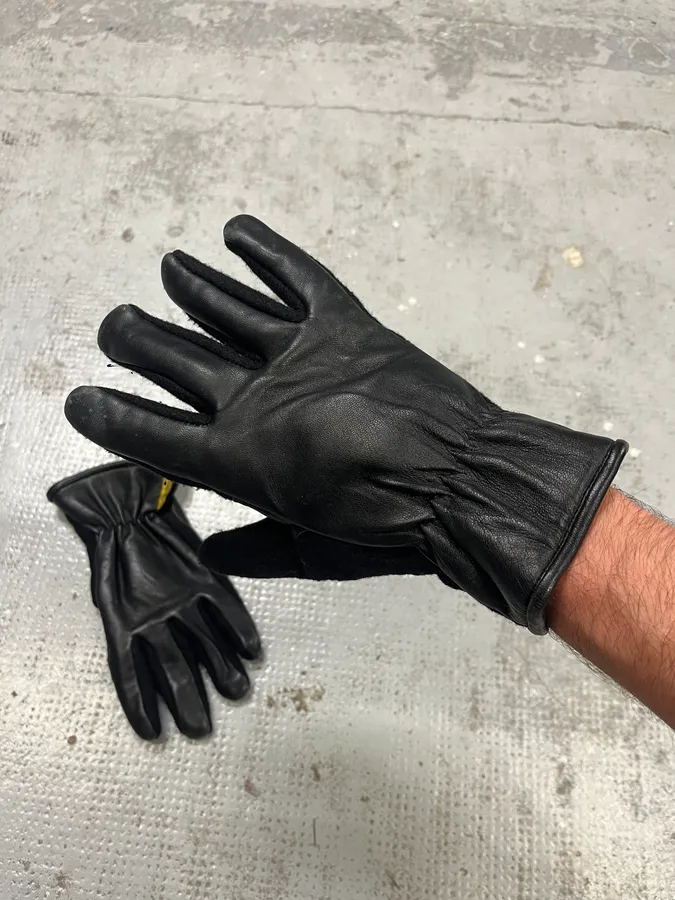 2000s Armani Hyrbid Black Wool Gloves