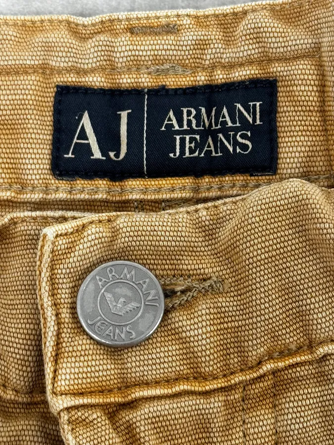 2000s Armani Irregular Straight Relaxed Beige Pants - Image 11