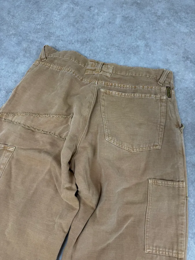 2000s Armani Irregular Straight Relaxed Beige Pants - Image 7