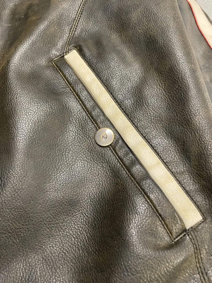 2000s Armani Jeans Brown Biker Leather AJ Jacket - Image 8