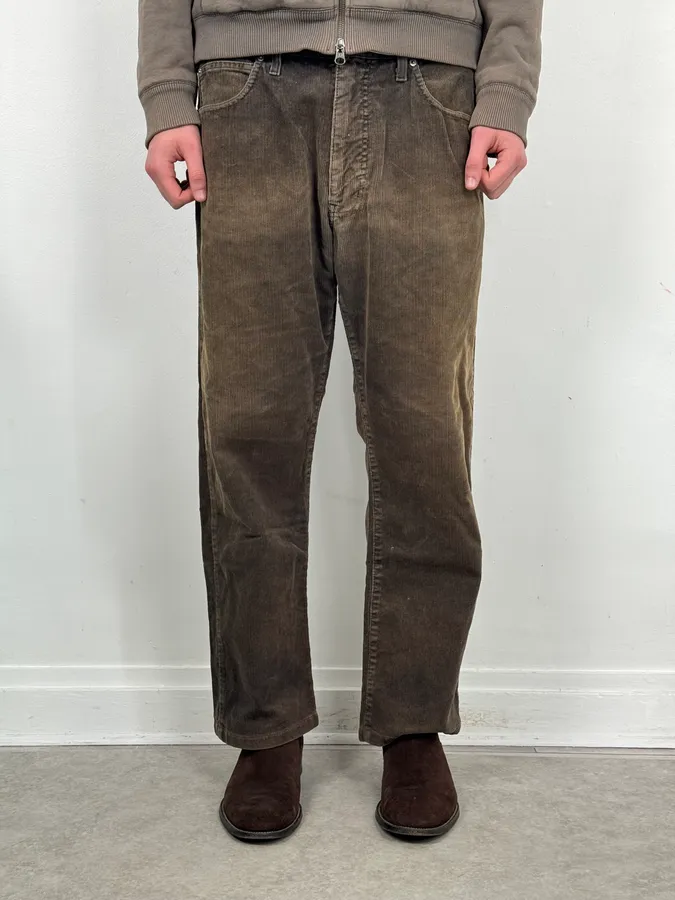2000s Armani Jeans Brown Corduroy Cargo Pants - Image 2