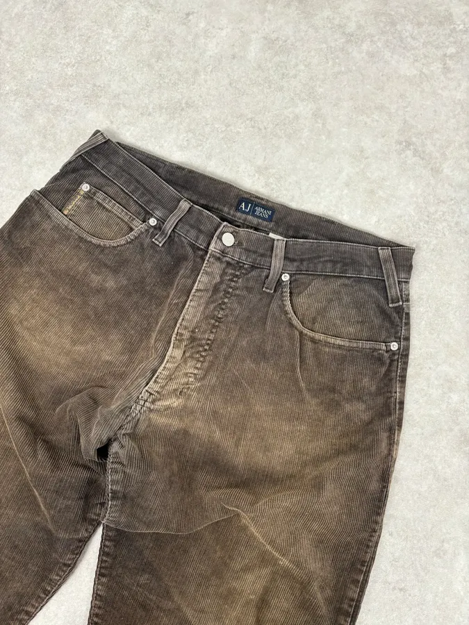 2000s Armani Jeans Brown Corduroy Cargo Pants - Image 5