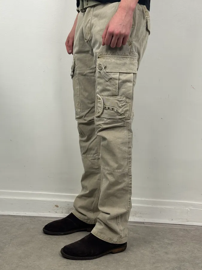 2000s Armani Khaki Cargo Belted Pants - Image 3