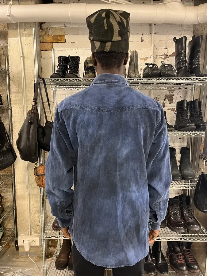 2000s Armani Navy Corduroy Shirt - Image 3