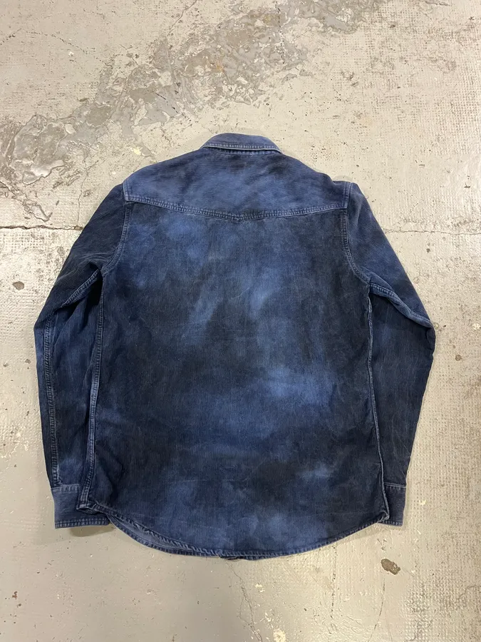 2000s Armani Navy Corduroy Shirt - Image 7