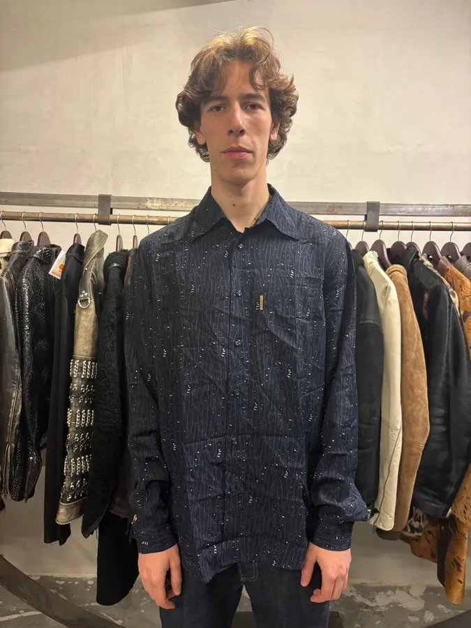 2000s Armani Navy Electrical Shirt - Image 2