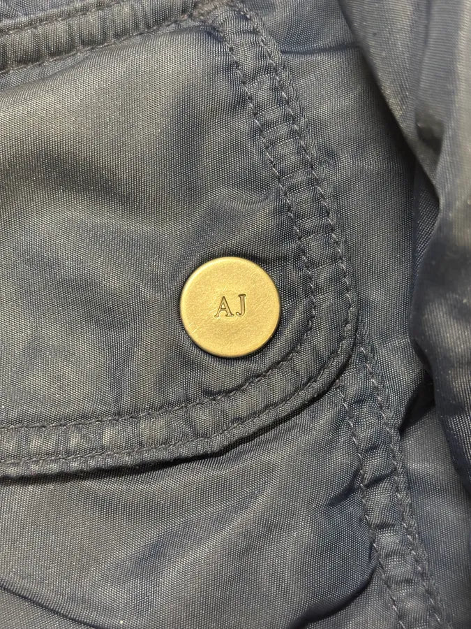 2000s Armani Navy Nylon Cargo Zips Bomber Jacket - Image 9