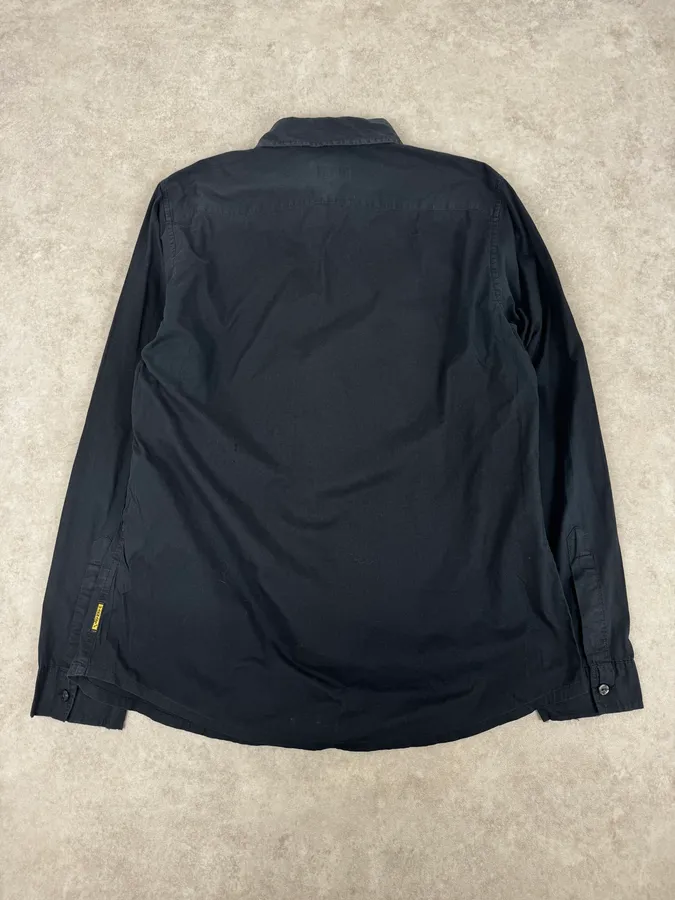 2000s Armani Navy Sun Embroidered Patch Shirt - Image 4