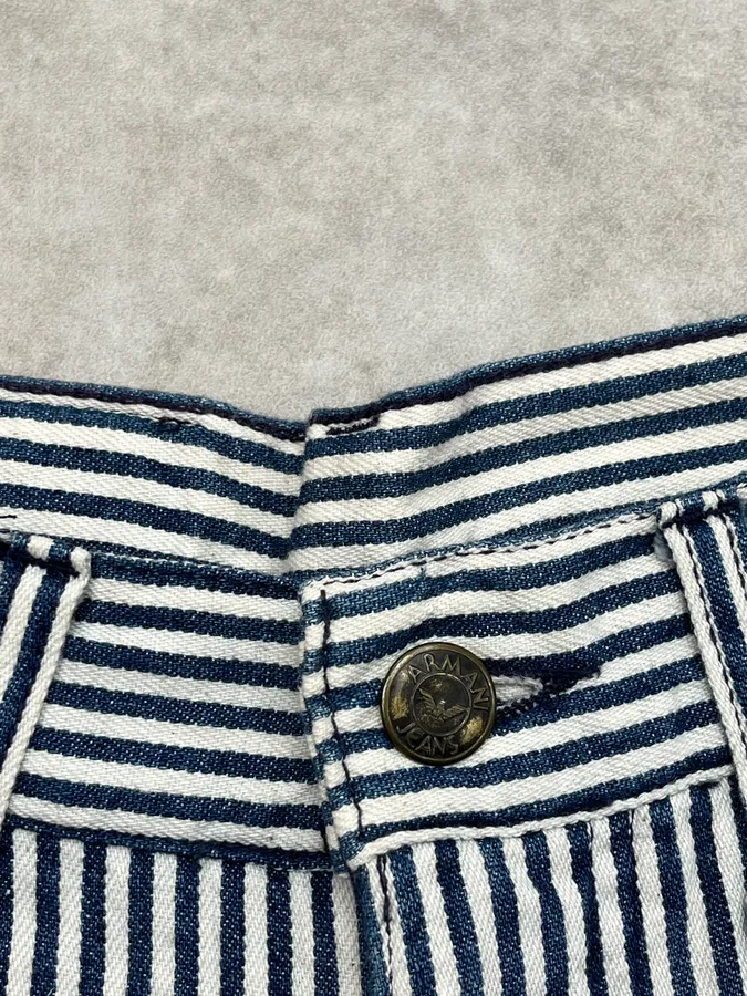 2000s Armani Navy & White Striped Marine Shorts - Image 10