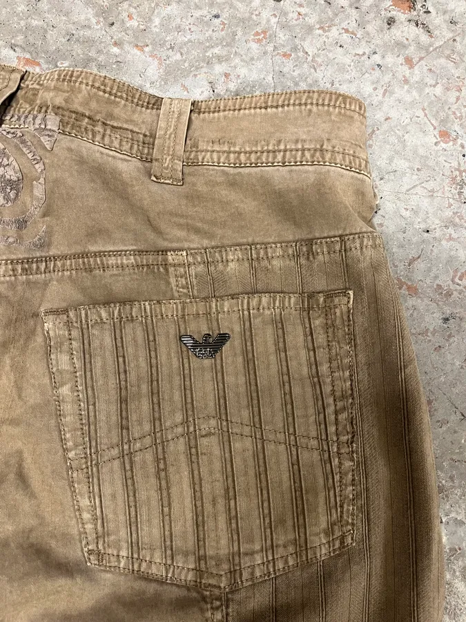 2000s Armani Olive Elevated Cargo Pants - Image 10