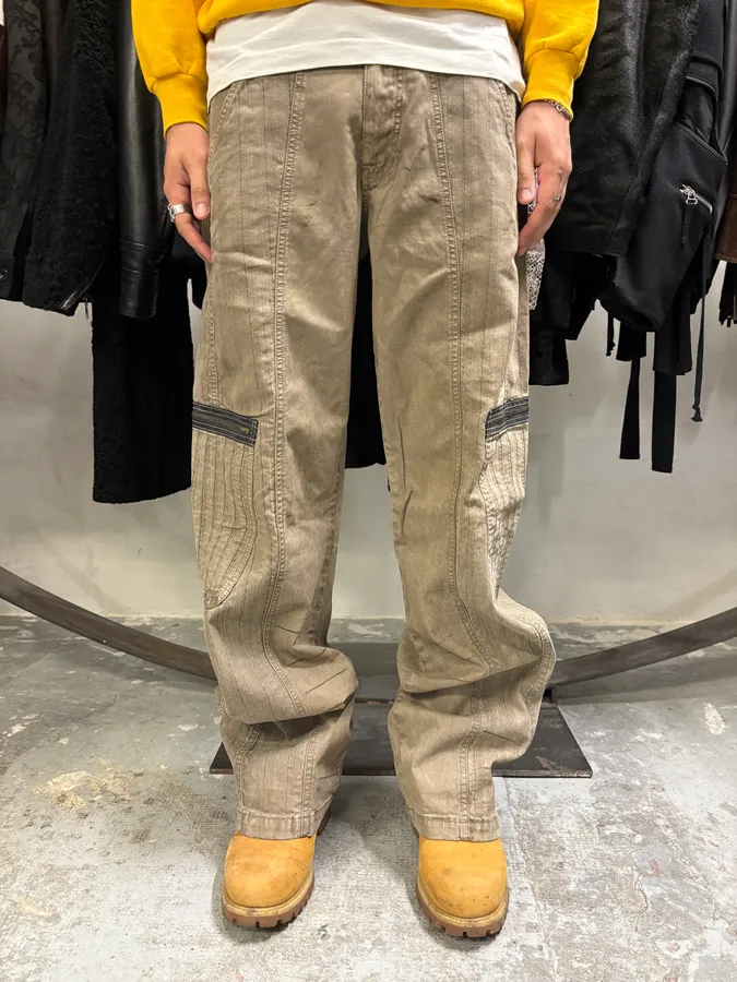 2000s Armani Olive Elevated Cargo Pants - Image 2
