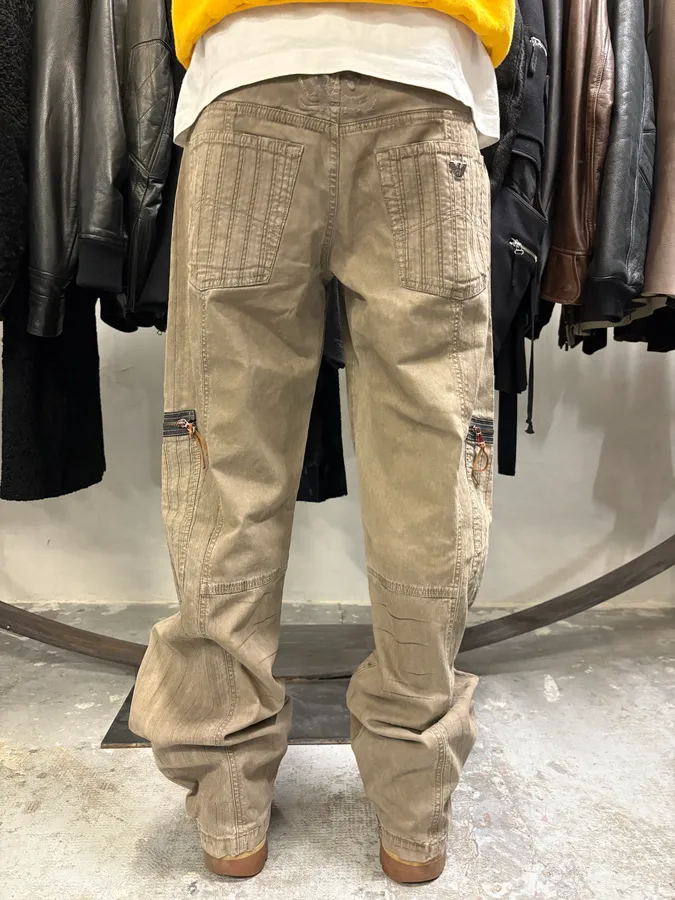 2000s Armani Olive Elevated Cargo Pants - Image 3