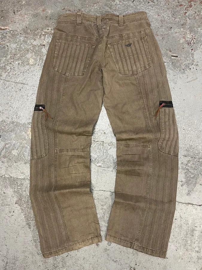 2000s Armani Olive Elevated Cargo Pants - Image 7