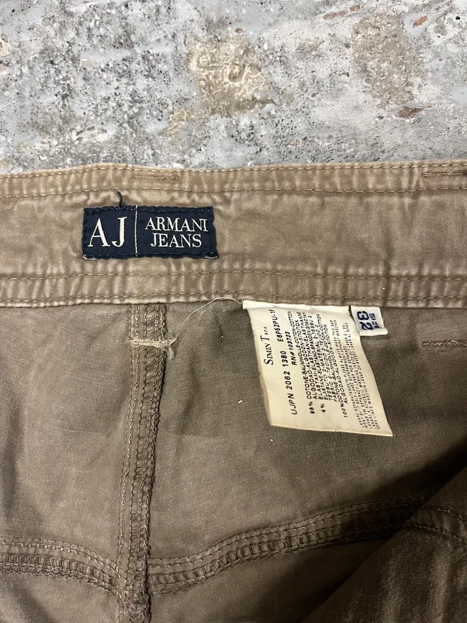 2000s Armani Olive Elevated Cargo Pants - Image 9