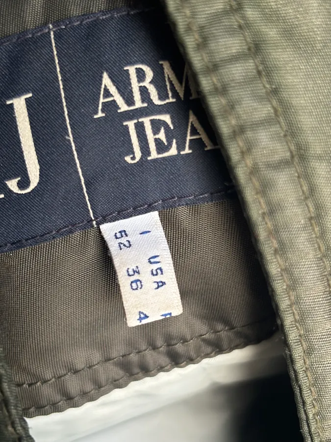 2000s Armani Olive Green Bomber Jacket - Image 10