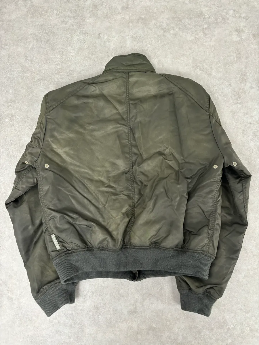 2000s Armani Olive Green Bomber Jacket - Image 5