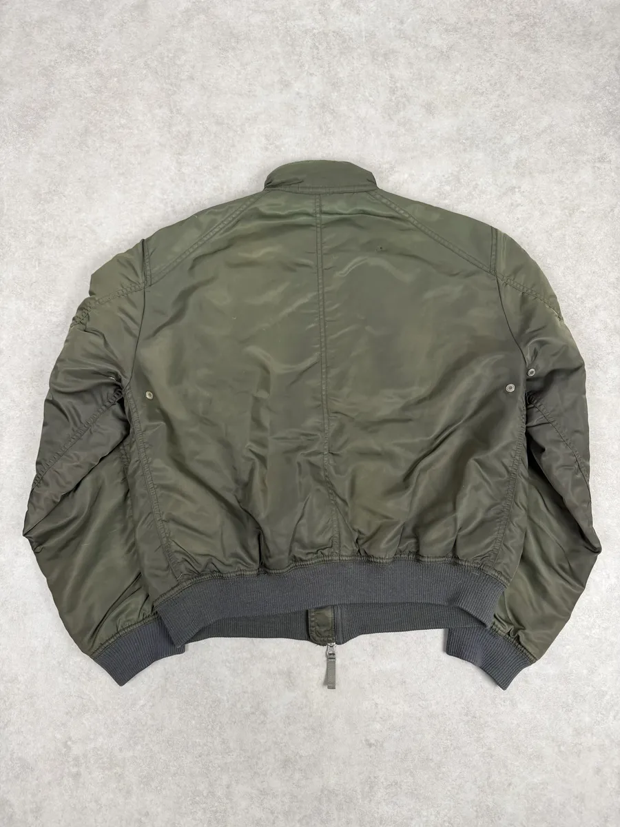 2000s Armani Olive Green Utility Bomber Jacket - Image 2