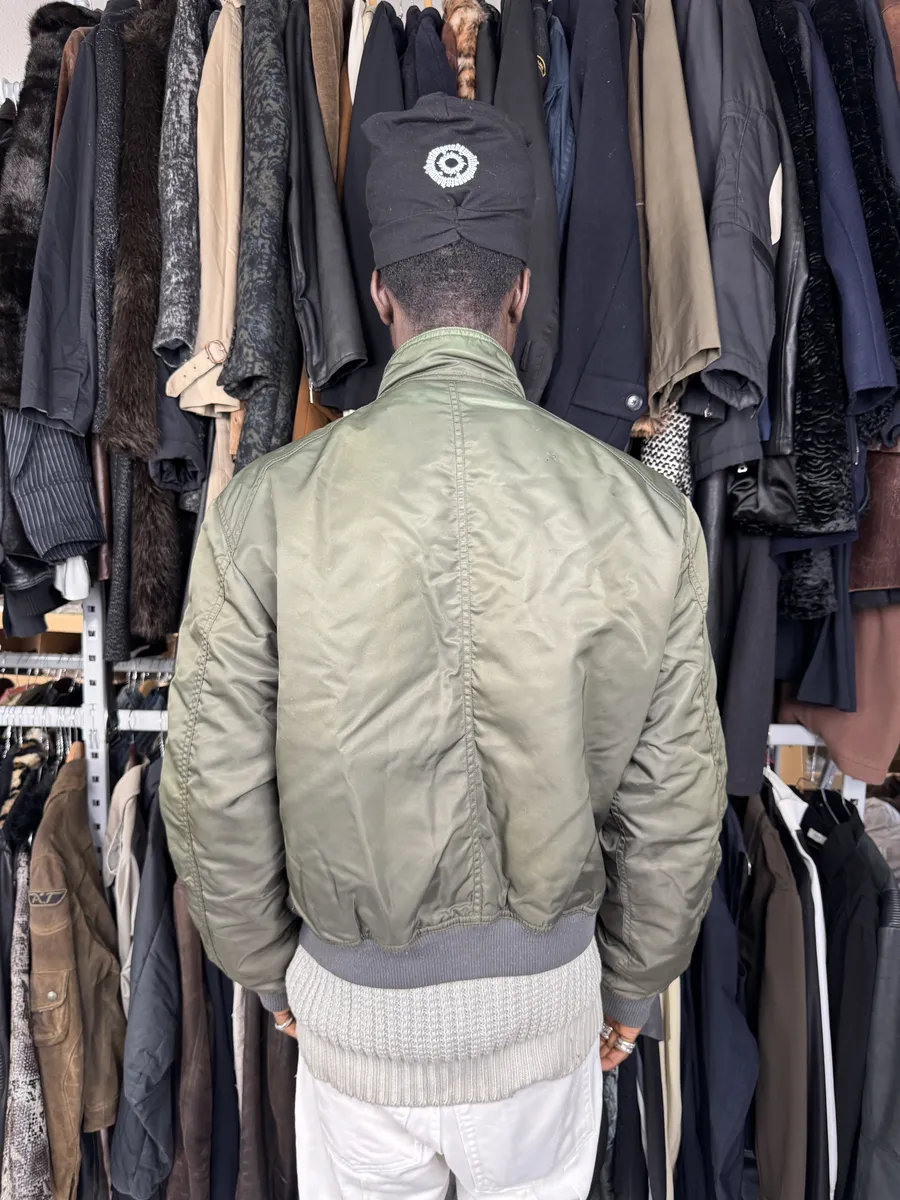 2000s Armani Olive Green Utility Bomber Jacket - Image 4