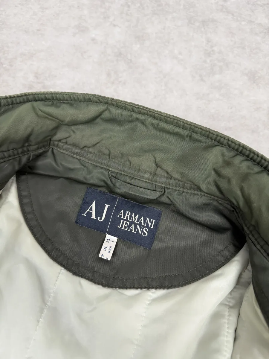 2000s Armani Olive Green Utility Bomber Jacket - Image 6