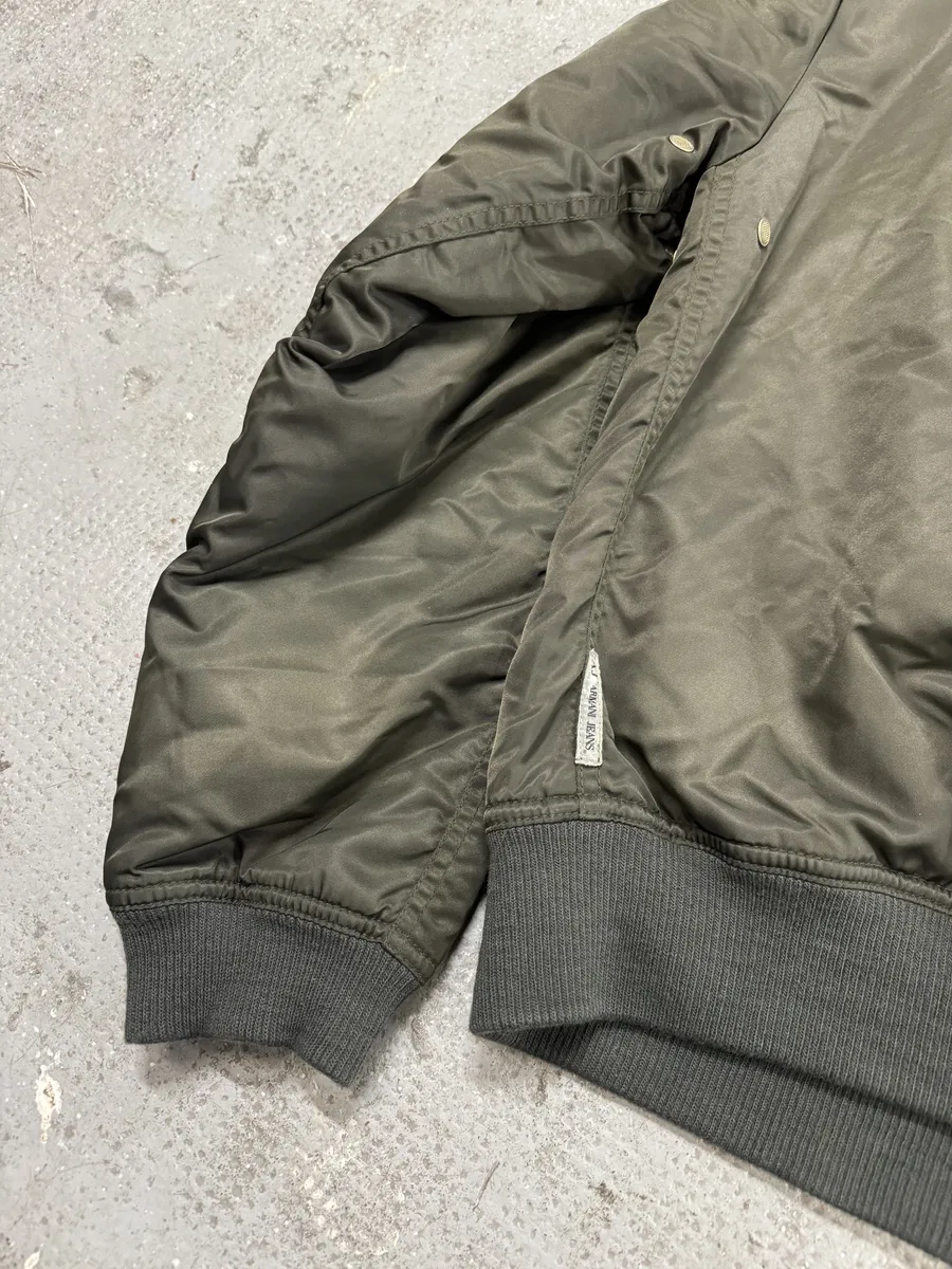 2000s Armani Olive Multi Zip Cozy Bomber Jacket - Image 4