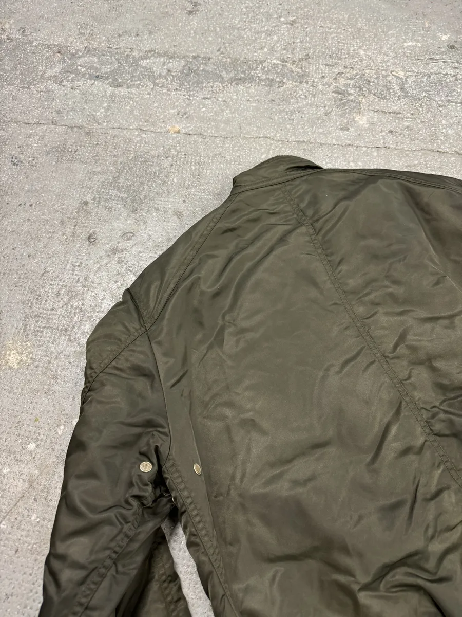 2000s Armani Olive Multi Zip Cozy Bomber Jacket - Image 5