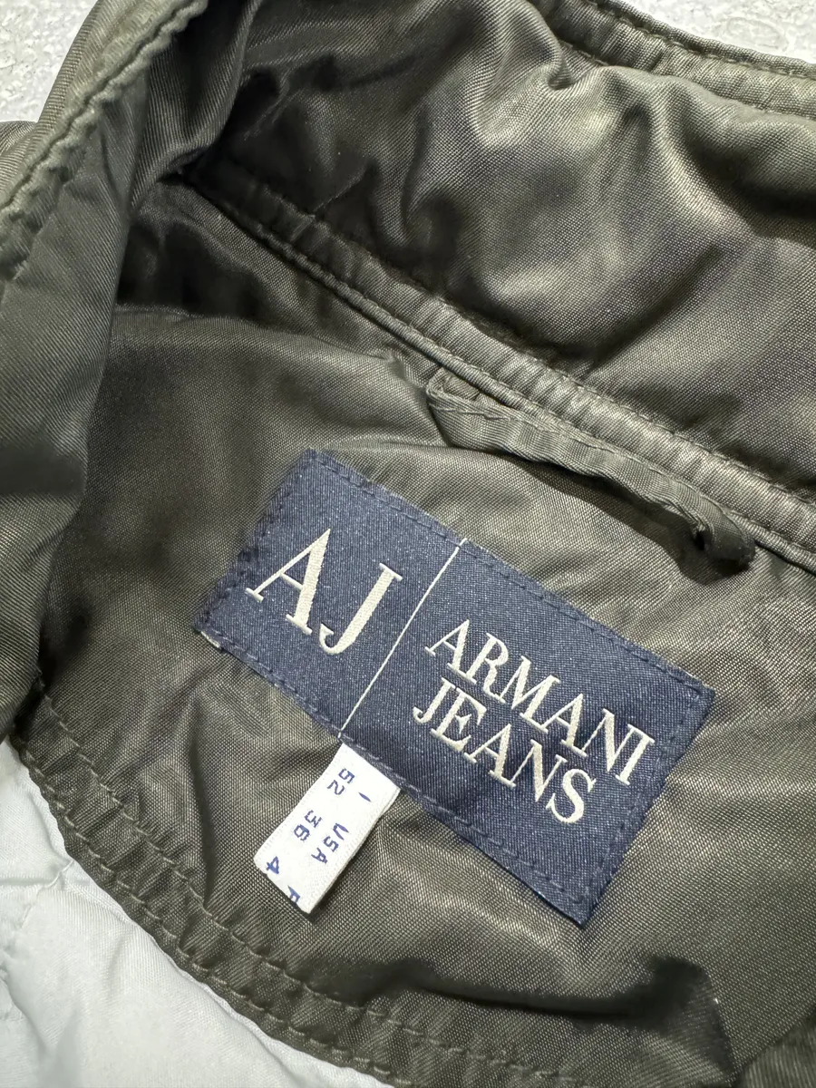 2000s Armani Olive Multi Zip Cozy Bomber Jacket - Image 6