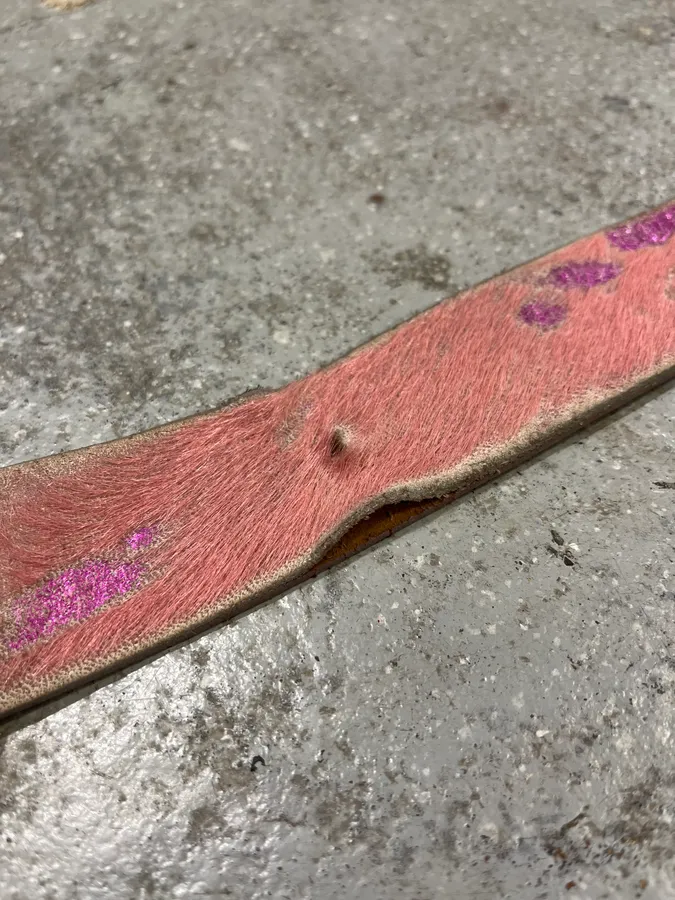 2000s Armani Pink Pony Hair Leather Belt - Image 8