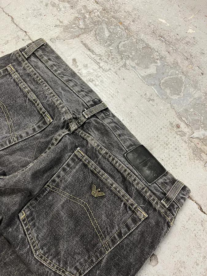 2000s Armani Raw Grey Denim Jeans - Image 9