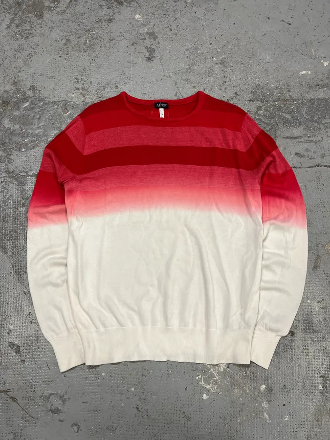 2000s Armani Red & White Gradient Sweater - Image 3
