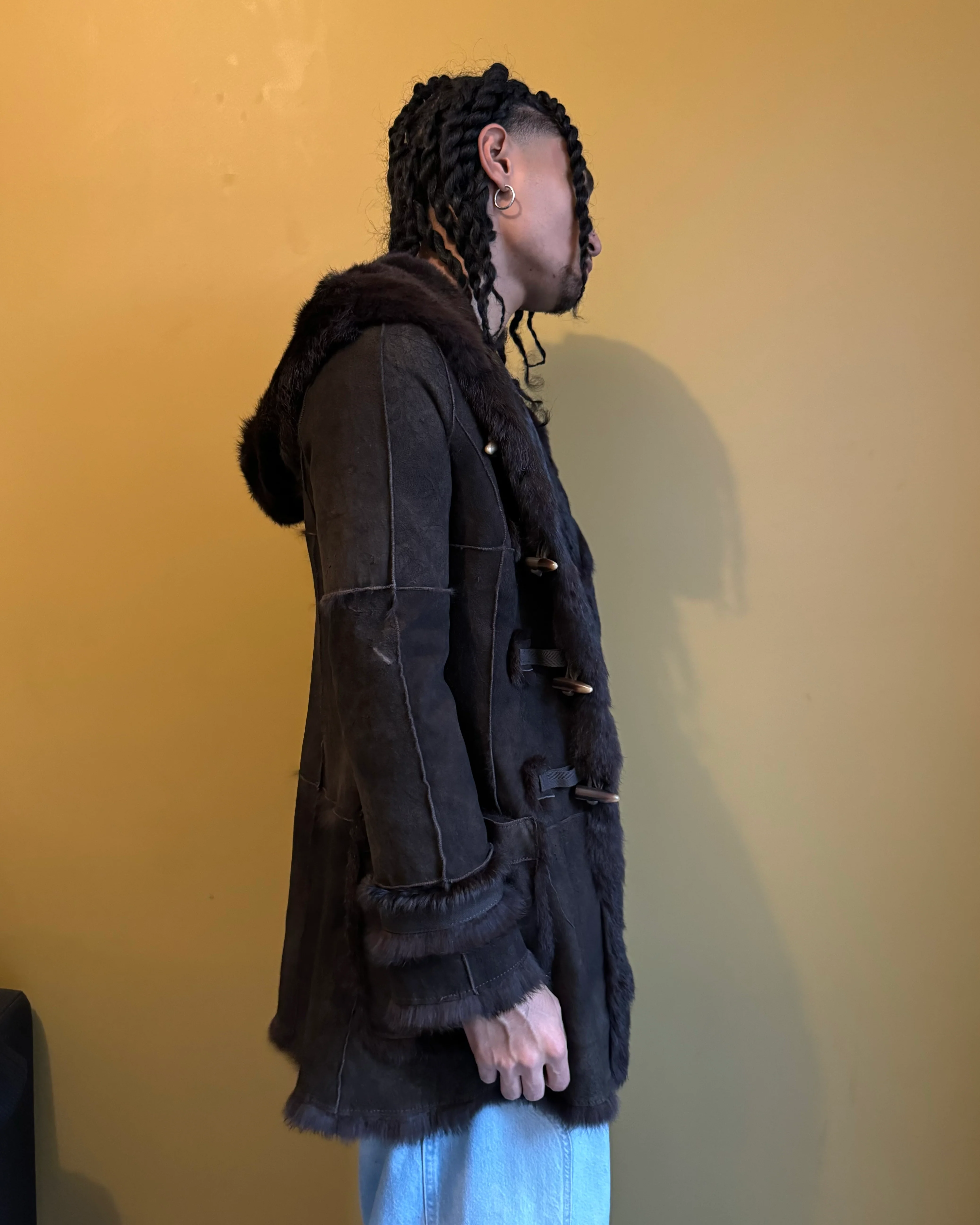 2000s Armani Reversible 2 in 1 Avant-Garde Brown Rustic Fur Jacket - Image 6