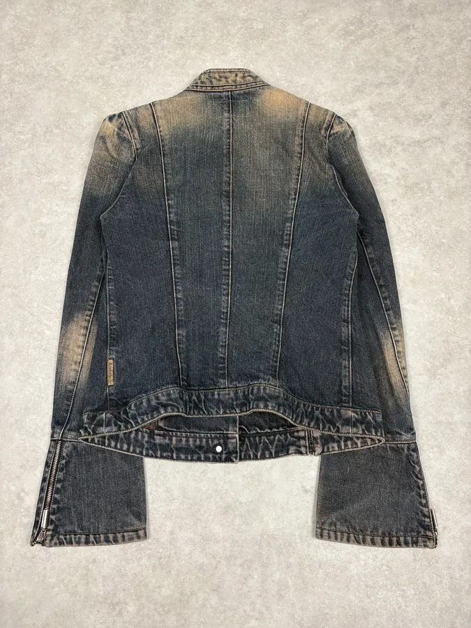 2000s Armani Samurai Faded Denim Jacket - Image 6