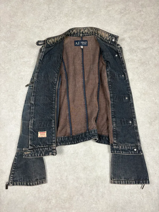 2000s Armani Samurai Faded Denim Jacket - Image 7