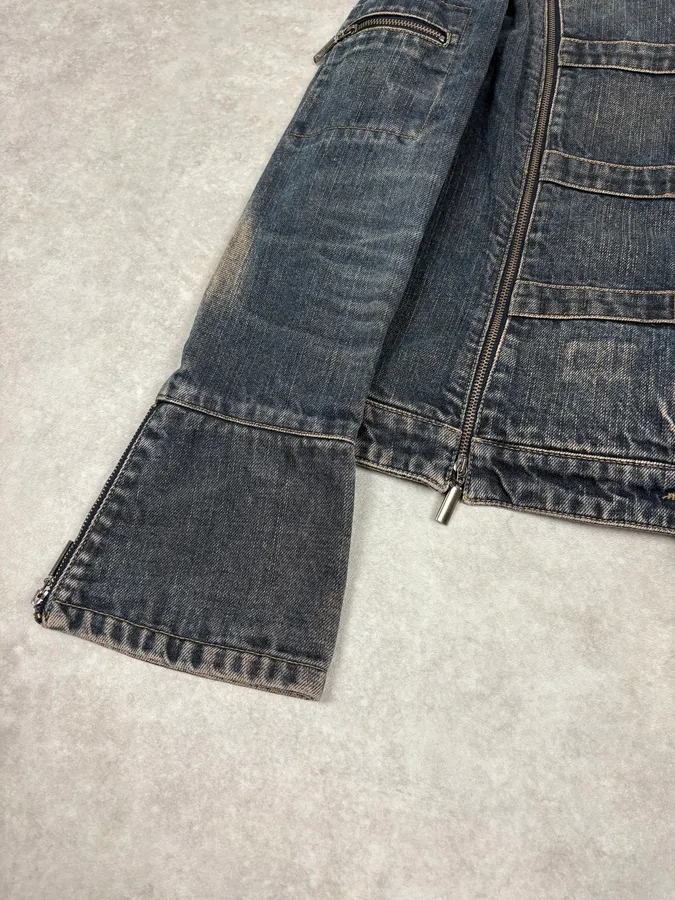 2000s Armani Samurai Faded Denim Jacket - Image 8
