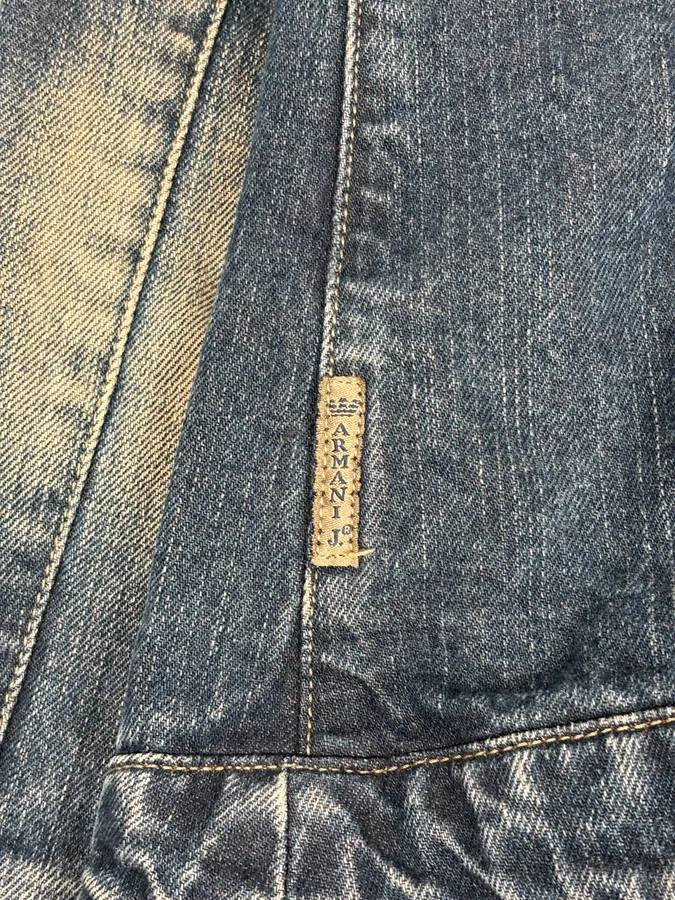 2000s Armani Samurai Faded Denim Jacket - Image 9