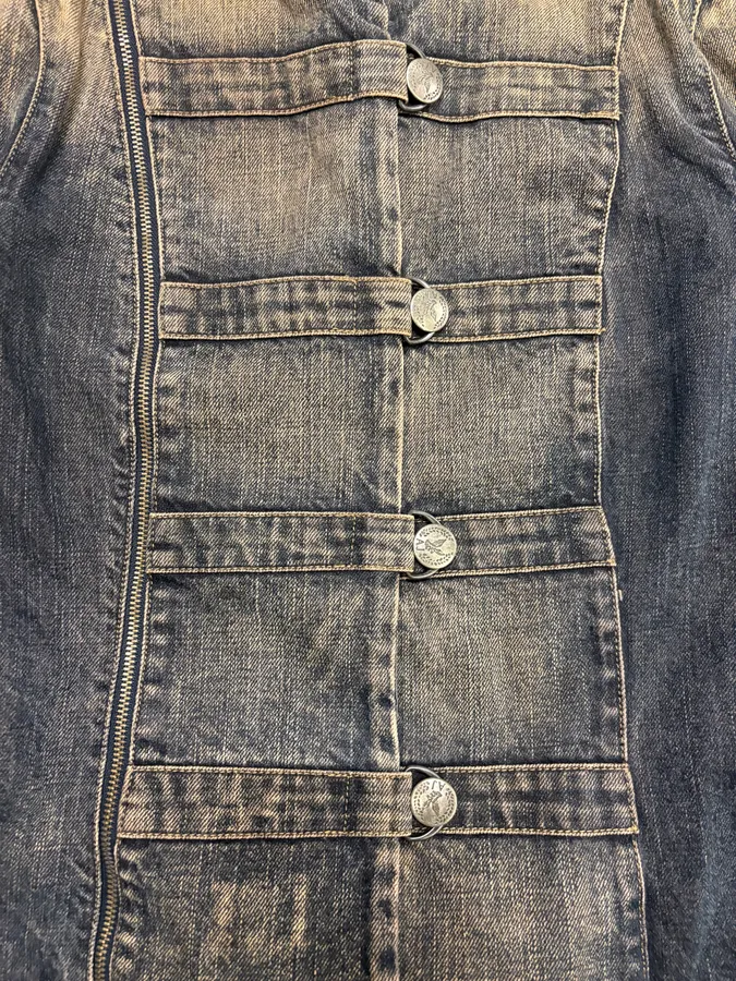 2000s Armani Samurai Faded Denim Jacket - Image 7