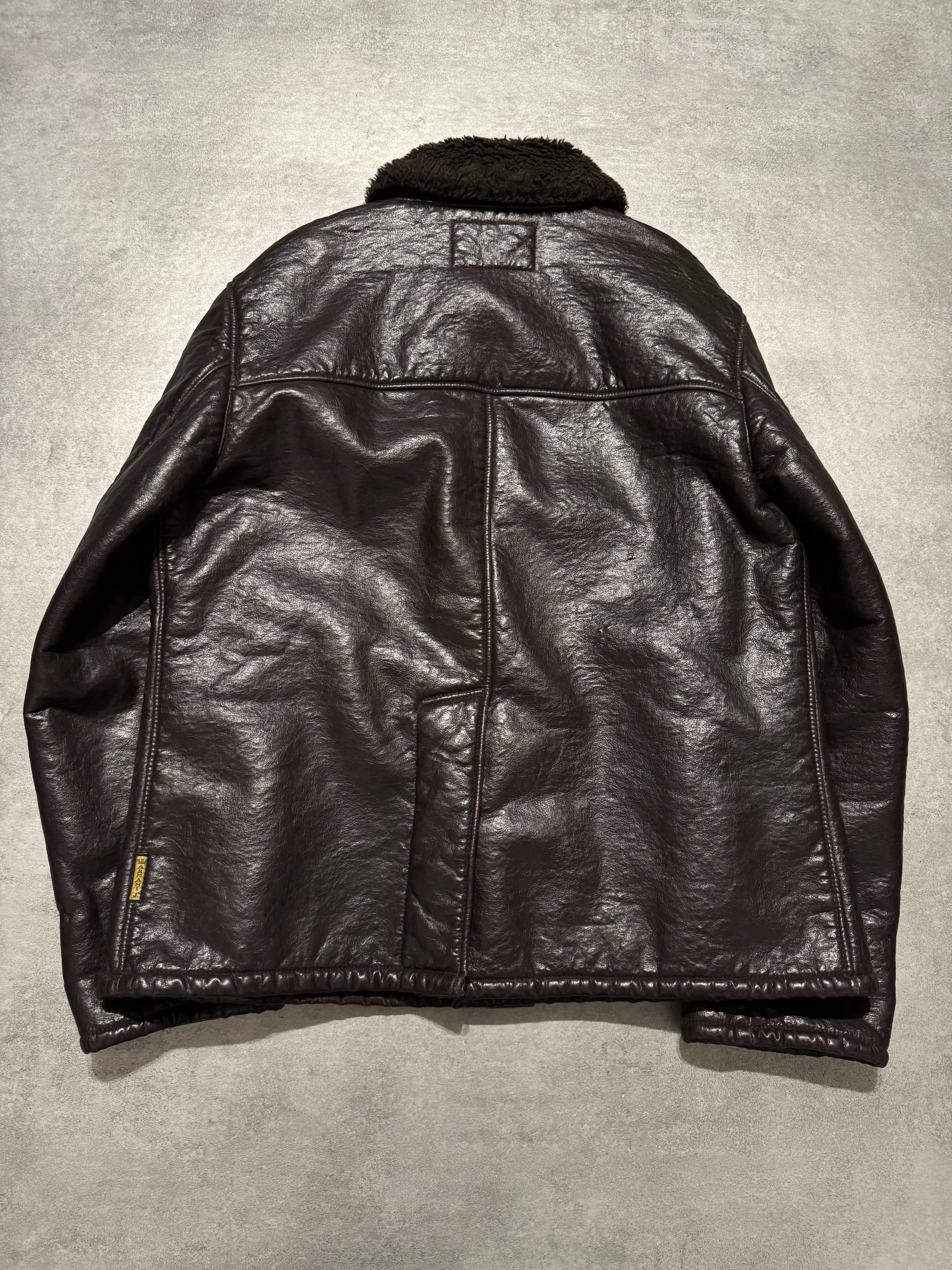 2000s Armani Shearling Effect Brown Jacket - Image 3