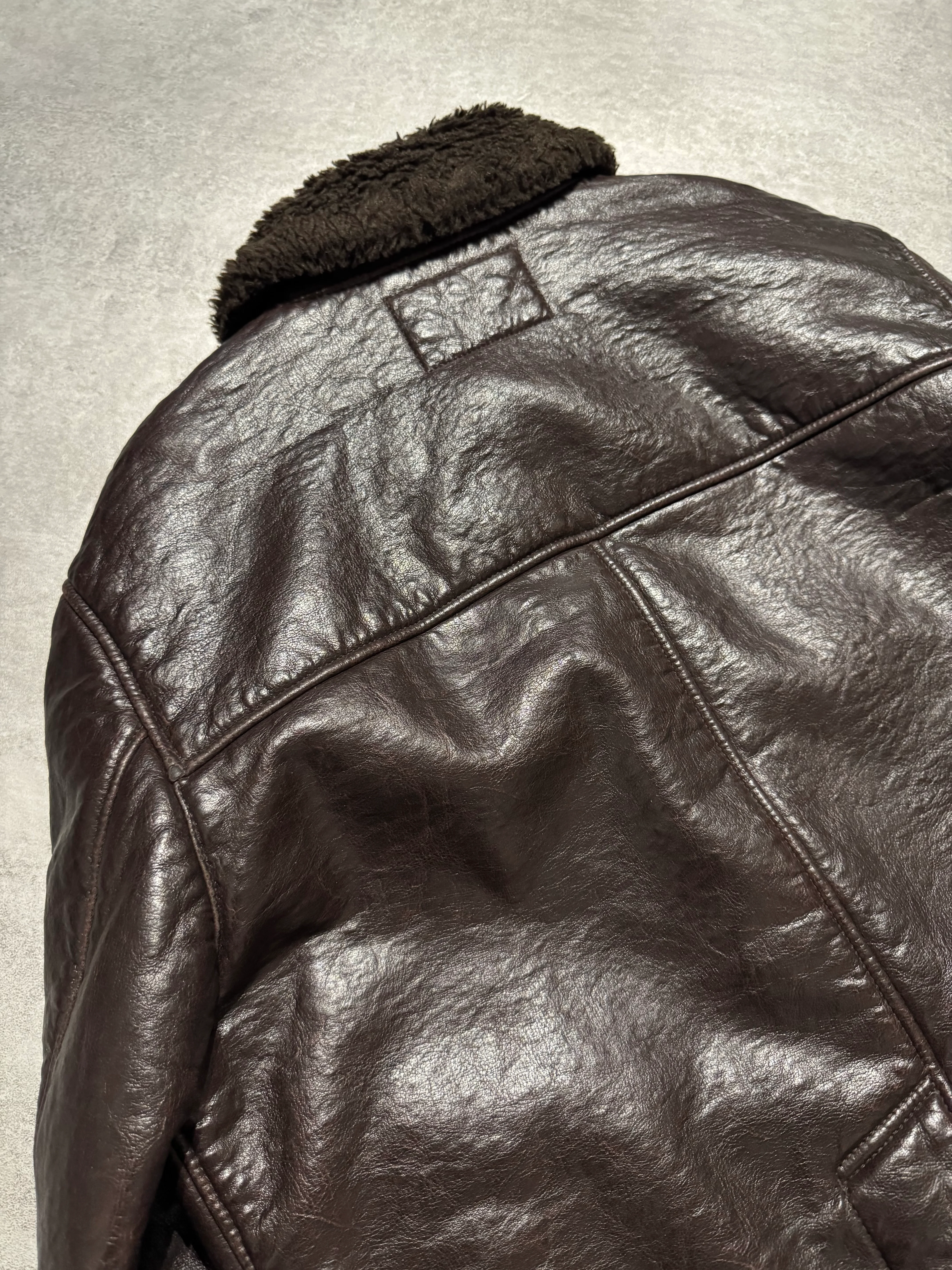 2000s Armani Shearling Effect Brown Jacket - Image 4