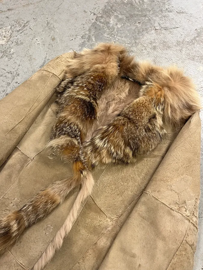 2000s Armani Shearling Fur Beige Jacket - Image 2