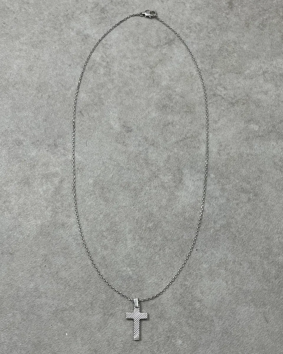2000s Armani Silver Cross Necklace