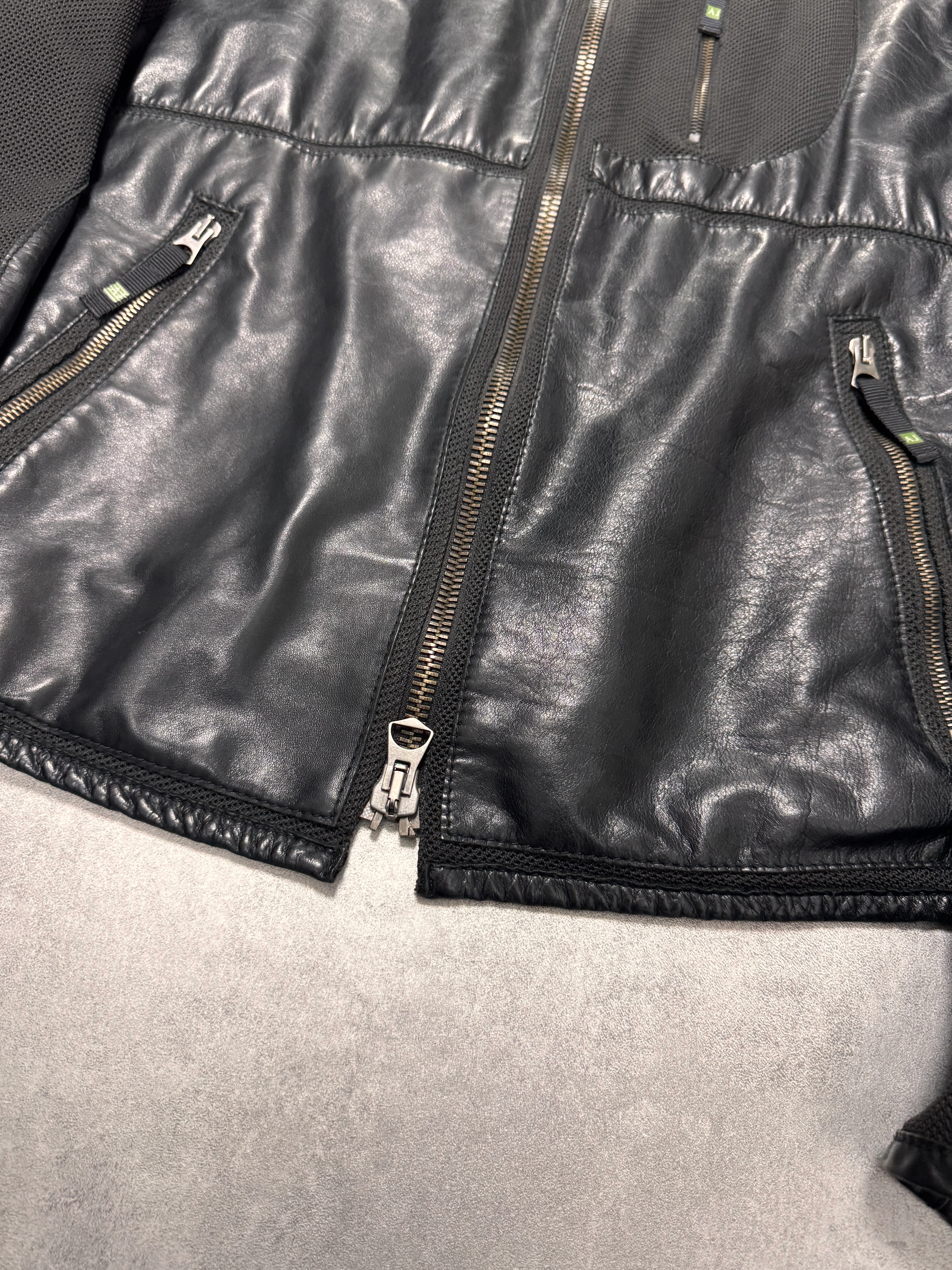 2000s Armani Spy Technical Hybrid Leather Jacket - Image 4