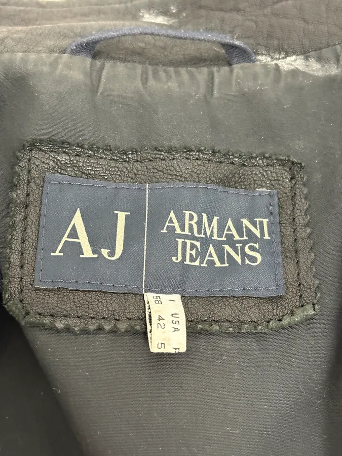 2000s Armani Spy Black Leather Jacket - Image 11