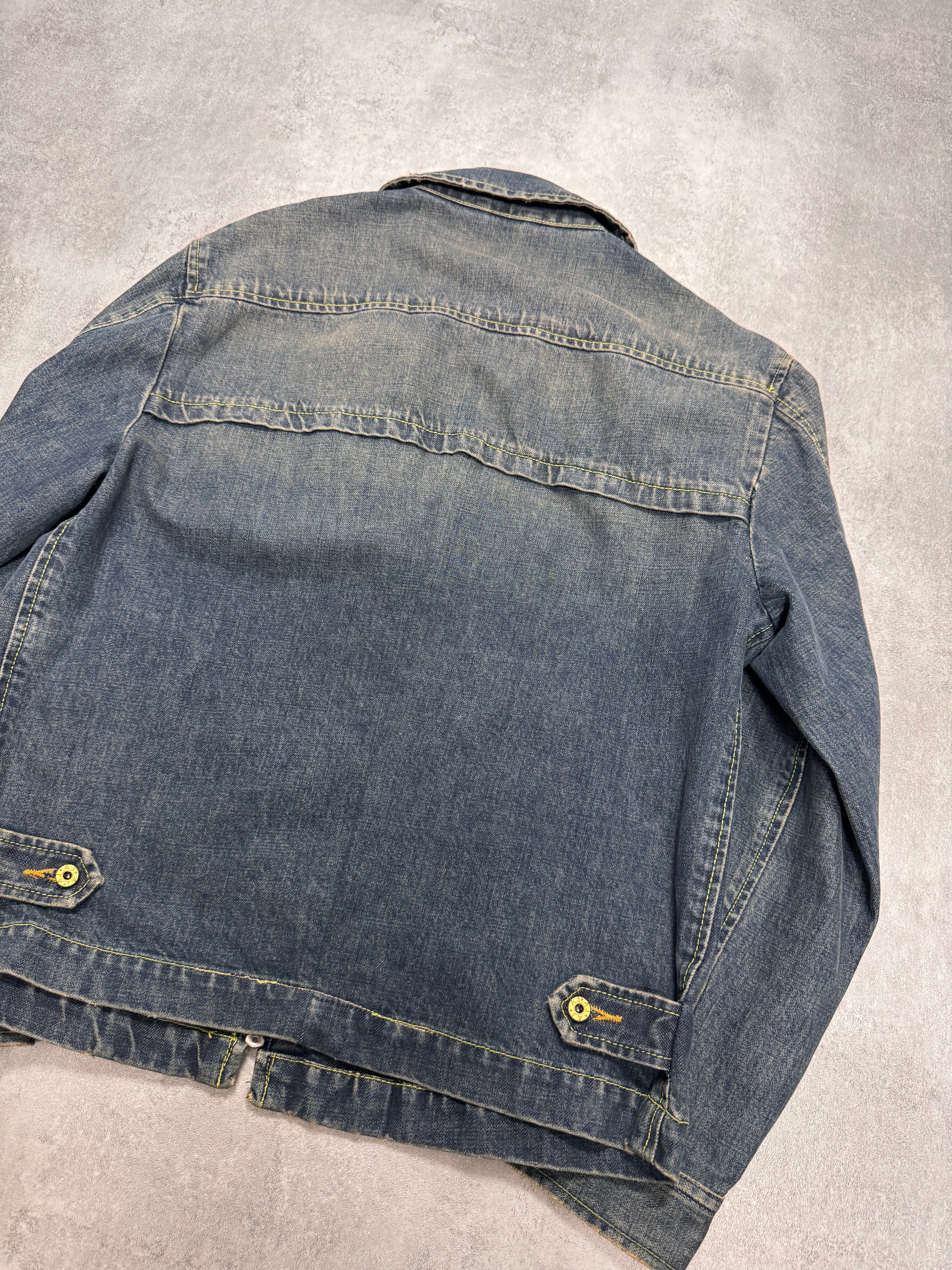 2000s Armani Structured Blue Denim Jacket - Image 4