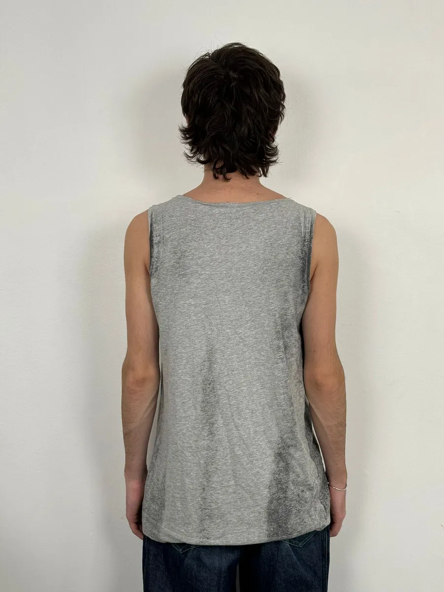 2000s Armani The Founder Blue Eyes Giorgio Grey Tank Top - Image 3
