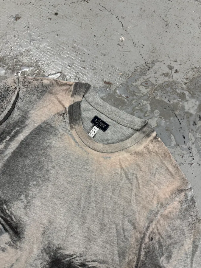 2000s Armani The Founder Giorgio Armani Print Grey T-Shirt - Image 4