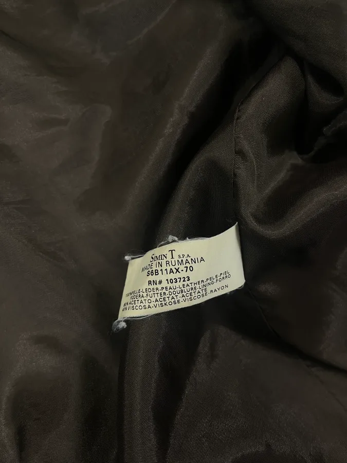 2000s Armani Trucker Faded Brown Leather Buttoned Jacket - Image 10