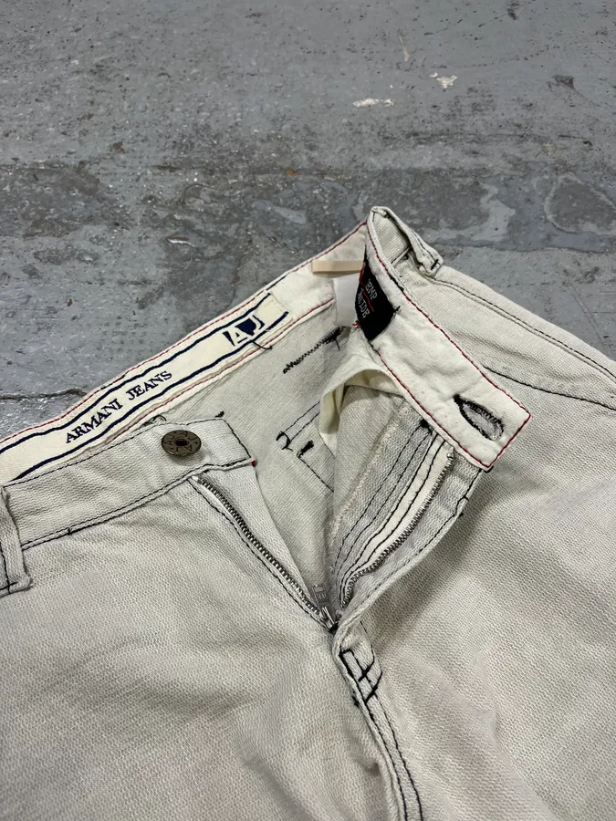 2000s Armani Tweed Light White Cozy Pants - Image 10
