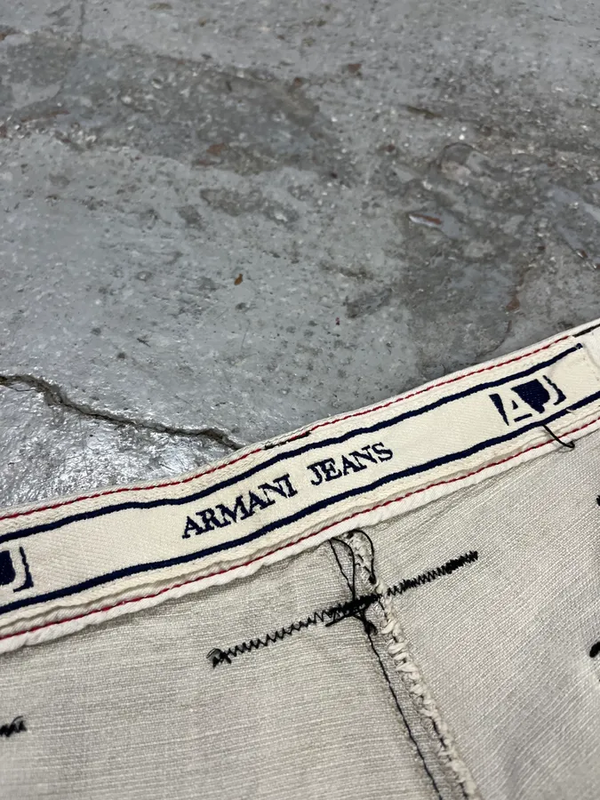 2000s Armani Tweed Light White Cozy Pants - Image 11