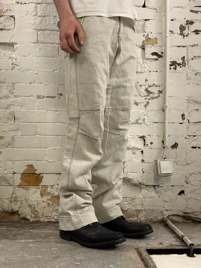 2000s Armani Tweed Light White Cozy Pants - Image 3