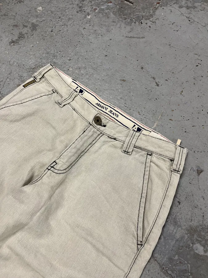 2000s Armani Tweed Light White Cozy Pants - Image 6